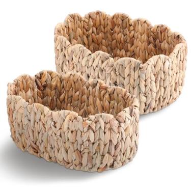 Imagem de Chunful 2 cestos recortados de vime – cestas de jacinto de água de vime para organização e decoração, tecidas à mão para quarto, sala de estar, lavanderia, berçário