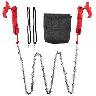 Imagem de Serra de corrente manual para galhos de árvores de galhos altos com motosserra de 127 cm de comprimento, 34 lâminas em lados duplos e duas cordas de 5 m, fácil de cortar galhos altos em até 7 m