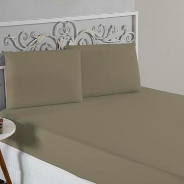 Imagem de Jogo De Lençol 100% Algodão Malha Toque Macio Com Elástico Jogo de Cama Casal Queen King 03 Peças (Avelã, King 3 Peças)