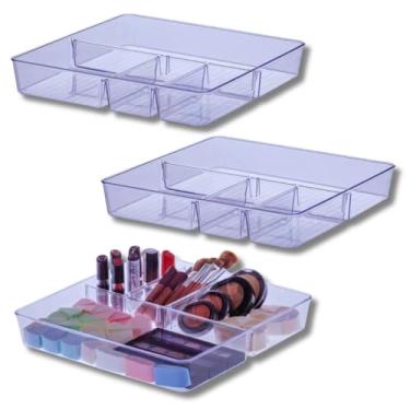 Imagem de Organizador de Gaveta em Acrílico com 4 Divisórias Transparente kit com 2 Peças