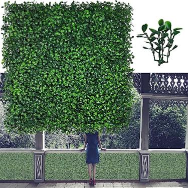 Imagem de ODTORY Painéis de fundo de parede de grama artificial, 50 x 50 cm 6P painéis de buxo anti-vegetação UV para decoração de parede verde e privacidade de cobertura de cerca de hera