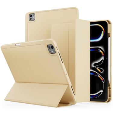 Imagem de VAKS Capa para iPad Pro de 13 polegadas M4 2024 7ª geração com suporte para lápis, capa inteligente com suporte triplo para despertar/hibernar automaticamente, suporta Apple Pencil 2/Pro, traseira de