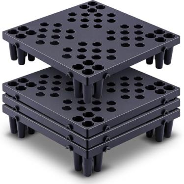 Imagem de Geelin 4 peças de paletes de plástico para armazenamento de porão, leve, impermeável, palete de chão, aninhável, almofada de armazenamento interligada com grades respiráveis para armazém de loja de