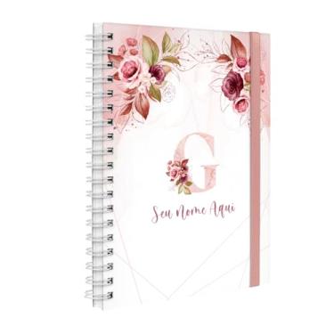 Imagem de Agenda Planner Semanal Plus 2026 Personalizada Monograma Floral Letra G (Branco E Rosa)