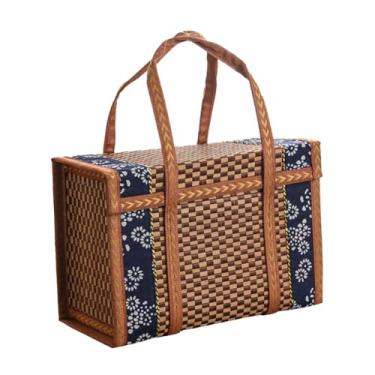 Imagem de Ｂｅｓｇａ Cesta de bambu trançada, cesta de presente, recipiente para alimentos, organizador de armazenamento para de aniversário, S