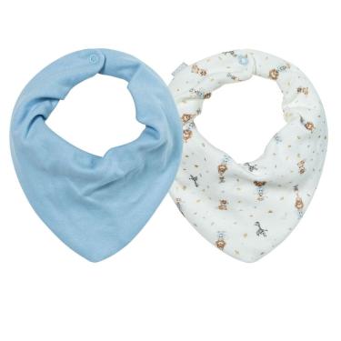 Imagem de Kit Com 2 Babadores Bebê Bandana Amigos no Safari Azul - Hug