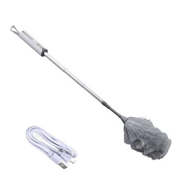 Imagem de Pouca de penas elétricas Handheld sem fio Recarregável Brush de limpeza de espanador elétrico com função de aspiração para o quarto da sala de estar Material de fibra de fibra
