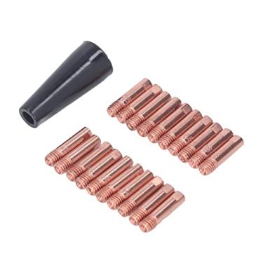Imagem de Conjunto de 21 bocais de cobre sem gás com ponta de 0,8 mm e bainha protetora para ferramenta de bocal sem ar de soldagem MIG