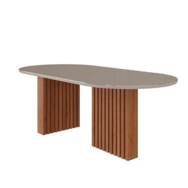 Imagem de Mesa De Jantar Oval 210cm Ester Cinamomo/off White Cimol Móveis