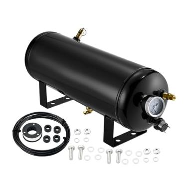 Imagem de BDFHYK Tanque de ar de 1,5 galão, 6 portas com rosca NPT de 1/10.2 cm, classificação de 150 PSI para sistema de suspensão a ar, sistema de freio a ar, enchimento de pneu e buzinas de caminhão e trem