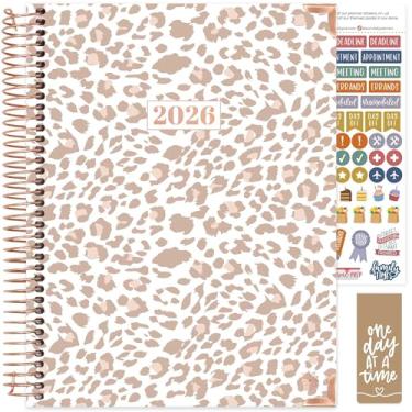 Imagem de bloom daily planners HARDCOVER Agenda Agenda 2026 (janeiro a dezembro) - 21,6 cm x 28 cm Livro organizador de agenda semanal e mensal com adesivos e abas - Leopardo caramelo