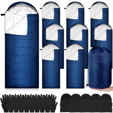 Imagem de Tranqun 30 sacos de dormir para adultos com luvas de gorros de inverno, forro de algodão, saco de dormir para acampamento, impermeável, quente, leve para mochilão, acampamento, ambientes internos e