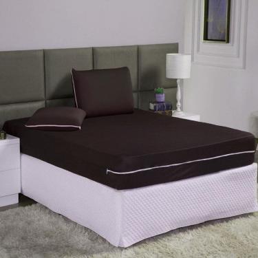 Imagem de Capa De Colchão Queen 30Cm + Fronha Zíper Malha Lisa 3 Peças