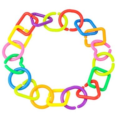 Imagem de Angoily 35 peças de anéis geométricos de corrente de ligação para meninos e meninas brinquedos de mão brilhantes para carrinhos de bebê envolvendo habilidades motoras finas e estilo aleatório