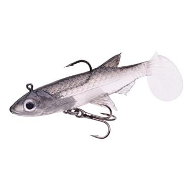 Imagem de ZZTWER 1 isca macia pequena cauda T 50 mm 3,5 g Jig Head Silicone Swimbaits artificial biônica isca de pesca para pique de robalo Shad