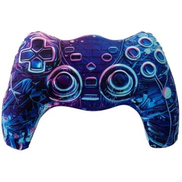 Imagem de Meeting Story Almofada de pelúcia em forma de controle de jogo para meninos e meninas, decoração de quarto de jogador, sofá, cadeira de computador, presentes de cama para adolescentes e meninos (roxo