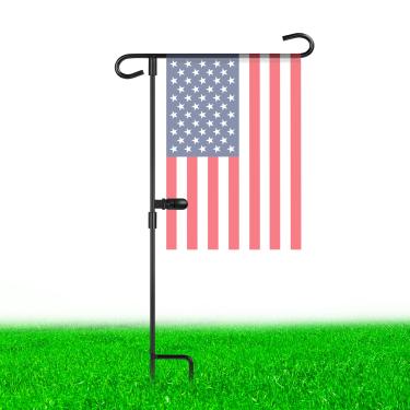 Imagem de Suporte de bandeira de jardim Nirohee, suporte de bandeira de jardim, suporte de bandeira de quintal, mastro de bandeira de jardim, bandeira de jardim ao ar livre, bandeira pequena, banners de quintal para área externa, mastro decorativo com dois tampões de mola antivento e um clipe