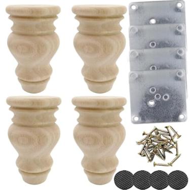 Imagem de Btibpse – Pernas para móveis de madeira de 11,9 cm, substituição para poltrona de sofá e poltrona de mesa de café com pés de pum inacabados