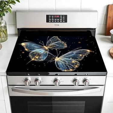 Imagem de AOHMPT Capa de fogão de silicone multidesign para fogões de vidro/elétricos - Tapete protetor resistente ao calor 3 em 1, escorredor antiderrapante 71 x 50 cm