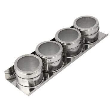 Imagem de Porta Temperos Magnético Inox 4 Potes 60ml - Organizador