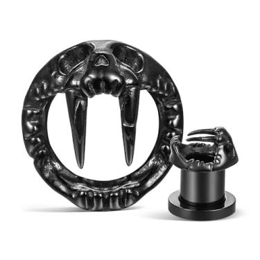 Imagem de Earblity 2 peças de alargadores de orelha com alargadores de orelha de morsa em aço inoxidável 316 de aço inoxidável com parafuso traseiro para orelhas, expansor hipoalergênico, joia corporal, 0G (8mm