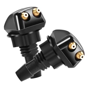 Imagem de Yumfugu 2 peças de bocais frontais para lavadora de para-brisas, substituição do bocal da lavadora de para-brisas, kit de bocal de lavadora de limpador de para-brisa de carro com orifício duplo,
