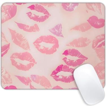 Imagem de Selado com um batom rosa beijo mouse pad personalizado tapete de mouse base de borracha antiderrapante para computadores, laptop, escritório, acessórios de mesa mouse pad