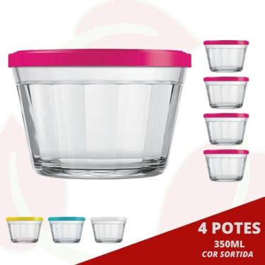Imagem de 4 Pote de Vidro estilo Americano 350ML c/ Tampa Petisco - NADIR FIGUER
