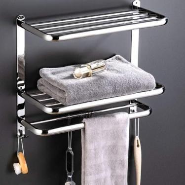 Imagem de Prateleira De Banheiro Montada Na Parede Feita De Aço Inoxidável 304 Com Toalheiro, Prateleiras De Banheiro Prateleiras De Cozinha Toalheiro De Banheiro