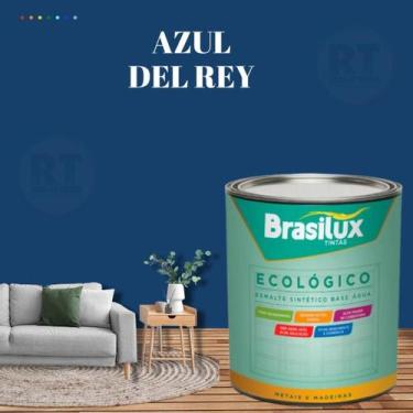 Imagem de Esmalte Sintético Brasilux Base Água Ecologico Cor Azul 800ML Brilhant