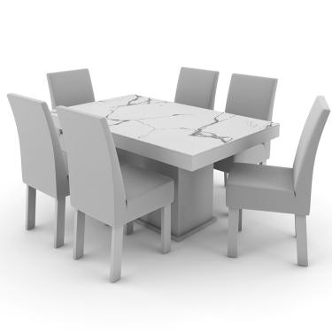 Imagem de Conjunto de Mesa com 6 Cadeiras Talismã Dallas - Branco/Cinza