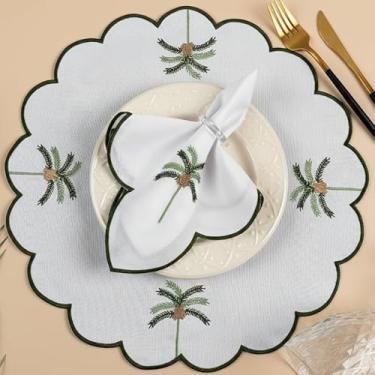 Imagem de Kit Jogo Americano Sousplat Bordado Suplat de Mesa Posta Redondo/Retangular e Guardanapos (Tropical, Mesa 2 Lugares (4 Peças))