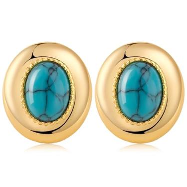 Imagem de Dlknp Brincos vintage de pérola ocidental para mulheres, brincos ovais, turquesa, cowgirl, country, shows, joias, presentes, Medium, Latão, Sem pedra preciosa