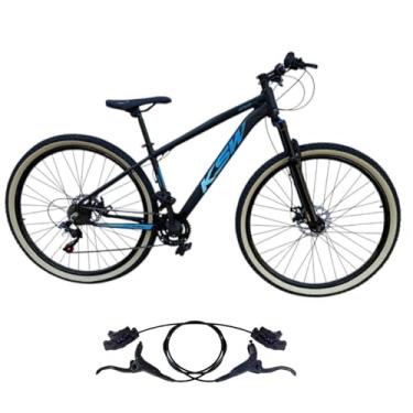 Imagem de Bicicleta Aro 29 Ksw Adulto 21 velocidades Suspensão Dianteira 80mm Pneu Faixa Amarelo Freio Hidraulico (PRETO/AZUL, 19)
