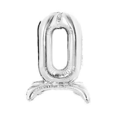 Imagem de Balão gigante prata metalizado com base para chão 75 cm Números (Clique e Escolha Seu Número) (0)