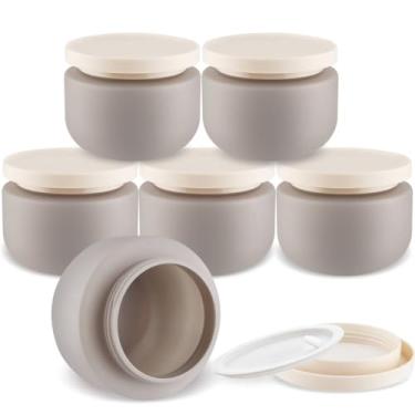 Imagem de DMuuuDM Frascos redondos de plástico HDPE de 227 g, frascos vazios de geleca, de boca larga, recipiente cosmético com tampas para loção, creme para as mãos, pomadas, hidratante, manteiga corporal