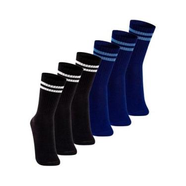 Imagem de Kit com 6 Pares de Meias Esportiva Cano Longo Lupo 3292-009 Colorido, 
