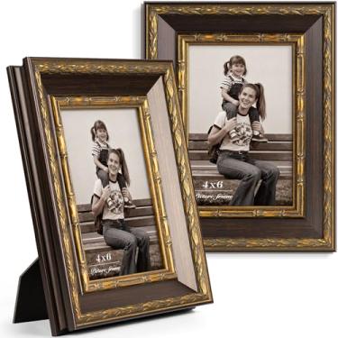 Imagem de Momentworth Moldura dourada 10 x 15 cm - Bronze antigo - Moldura vintage ornamentada de 10 x 15 cm com vidro temperado e moldura de 3,8 cm de largura - Exibe fotos de 10 x 15 cm, impressões de arte em