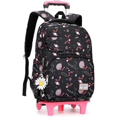 Imagem de Mochila Com Rodas à Prova D'água, 2 Rodas Trolley Bolsa Mochila De Grande Capacidade Com Vários Bolsos Mochila Casual Para Crianças Viagem Escolar, C