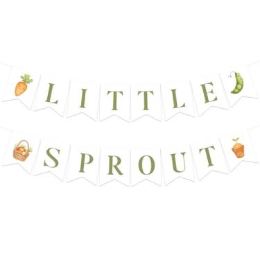 Imagem de Faixa Little Sprout Decorações de chá de bebê A Little Sprout Is on the Way Banner Farmers Market Banners de vegetais para mulheres com tema de fazenda cultivadas localmente suprimentos de festa para