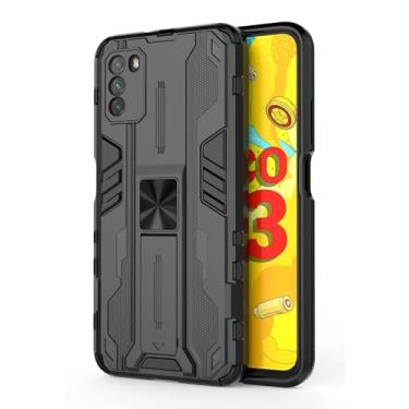 Imagem de SORAKA Capa para Xiaomi POCO M3 com suporte Capa de proteção resistente para Xiaomi POCO M3 Capa com placa de metal para suporte magnético para carro Capa Silm Fit