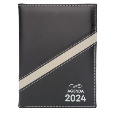 Imagem de AGENDA DIÁRIA DE MESA COSTURADA 2024 - PRETO/MARFIM