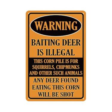 Imagem de Warning Baiting Deer Metal Tin Sign Vintage Funny Hunting Signs for Man Cave Bar Sign Metal Tin Signs Cool Hunter Gift Accessories for Man Cave Bar Garage 20 x 30 cm