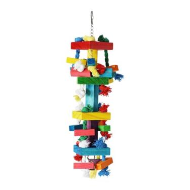 Imagem de WeiLaiKeQi Brinquedos mastigáveis ​​para pássaros, papagaios, brinquedos mastigáveis ​​para pássaros, poleiro divertido, gaiola pendurada para canários, araras,