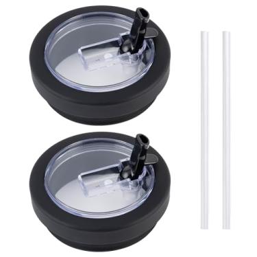 Imagem de Substituição de tampa de canudo flip de silicone compatível com copo de viagem HydroJug de 947 ml, compatível com copos de viagem Hydro Flask de 940 ml e 1,134 g. Preto, pacote com 2.