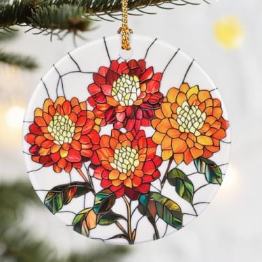 Imagem de Enfeites de Natal, enfeite de flor de nascimento de cerâmica de 7 cm, decoração de Natal, enfeites de árvore de Natal, decorações de Natal para árvores, enfeites de férias, presentes de flores de