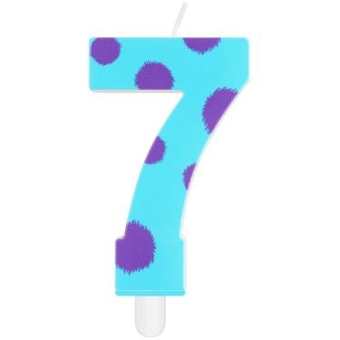 Imagem de iNINGER Miraculous Number 7 Birthday Candle Monster Cupcake Toppers for Kids, Miraculous Blue Purple Polka Dots Cartoon Monster Theme Number Candle for 7th Birthday Party Baby Shower.