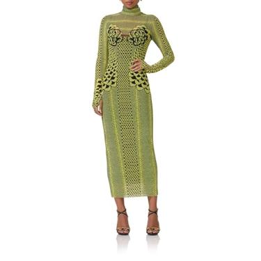 Imagem de AFRM Vestido midi colado ao corpo com manga comprida e gola rolê Shailene, Pétala cítrica, G