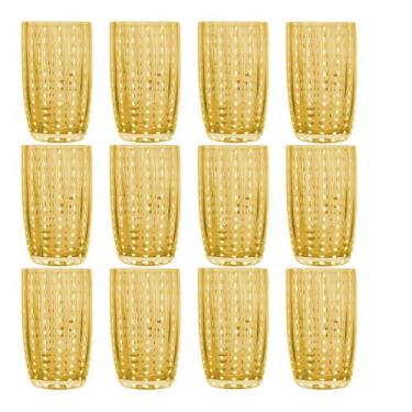 Imagem de Kit 12 Copos Alto de Vidro para Água Sucos e Refrigerante Orquídea Âmb