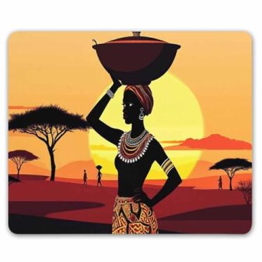 Imagem de Mouse pad gamer antiderrapante Smooffly personalizado, mouse pad feminino africano (vermelho e amarelo)